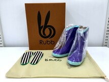 【同梱可】【80】未使用品 長期保管 レイコム Rubb コラボ キッズ レインブーツ 18cm パープル/ライトブルー 別注 amiens kids 長靴 幼児_画像1