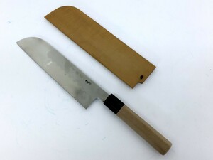 【同梱可】【60】中古品 美品 和包丁 薄刃 子の日 水鏡研 青本焼 全長約40cm 刃渡り約22.6cm プロ仕様