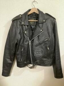 KAKUISHIkakisi rider's jacket double rider's jacket original leather black leather jacket Biker old clothes gentleman clothes 