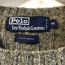 R99 POLO by Ralph Lauren ラルフローレン ケーブル ニット セーター グレー 90s vintage Polo ヴィンテージ クルーネック ウール_画像3