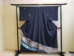 黒留袖/紋入り/丸に梅鉢/金彩/吉祥文様/残布あり/結婚式/礼装/フォーマル/KOA931