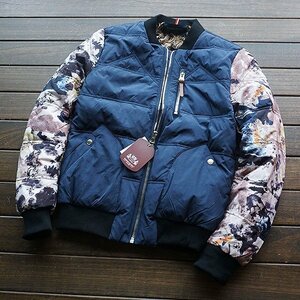 1052/XL→L程度*新品■MAC*メンズ/高品質 迷彩 ダウンジャケットBLUE