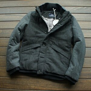 654/XL(M程度)*新品 国内未販売*ENINC*メンズ ウールニット タイト 中綿ジャケット GREY