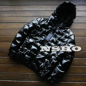 2426表記XXXXL【XXXL程度】■最高級5万◆G.GABRIEL高級セレブ 超軽量グースダウン80％ 艶黒◆メンズ シームレス プレス ダウンジャケット