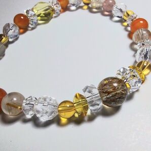 【金運最強ブレスレット☆収入UP】 六芒星シトリン ブラックスーパーセブン ゴールドルチルクォーツ 天然石 パワーストーン