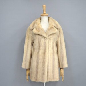 お値打ち品【 fur Couture★ベーシック 】高級毛皮　ヴァイオレットミンク◆ハーフコート/75cm　テーラーカラー　クリーム◆T494T