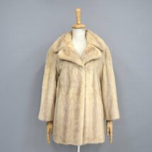 お値打ち品【 fur Couture★ベーシック 】高級毛皮　ヴァイオレットミンク◆ハーフコート/75cm　テーラーカラー　クリーム◆T494T_画像1