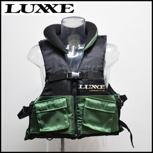 未使用 LUXXE ライフジャケット ブラック×グリーン 背丈約53cm 胴回り約100～130cm ラグゼ