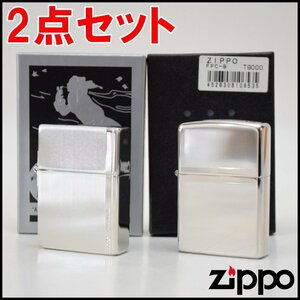 2点セット 未使用 ZIPPO オイルライター レプリカ 1935VE-PP T9000 2014,2016年製 プラチナコーティング ケース付 ジッポ