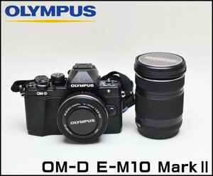 訳あり OLYMPUS OM-D E-M10 MarkⅡ ミラーレス一眼 カメラ 14-42mm / 40-150mm ダブルズームキット ブラック ※充電器なし オリンパス