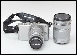 ジャンク品 OLYMPUS PEN Lite デジタル ミラーレス一眼 カメラ E-PL3 レンズ付 14-42mm 40-150mm オリンパス