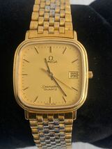 Omega オメガ seamaster シーマスター unisex ユニセックス 男女兼用 watch 時計 quartz QZ クォーツ スクエア ゴールド文字盤 稼働中_画像8