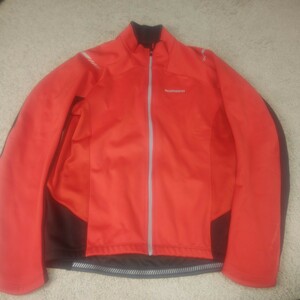 【送料無料】SHIMANO シマノ 長袖 サイクルジャージ 赤×黒 XLサイズ 裏起毛 ジャケット サイクリングジャージ 自転車ウェア