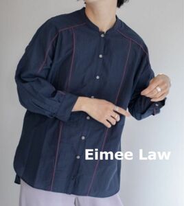 【完売品】Eimee Law 配色パイピングブラウス セーラーカラー ネイビー