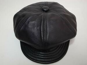 【送料無料 即決】New York HatニューヨークハットNewYorkHat USA製 Lambskin Spitfire本革製 レザー素材キャスケット黒XL 新品 アメリカ製