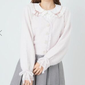 Ank Rouge パールボタンフェザーカーディガン