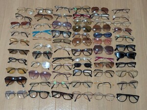 【送料無料】眼鏡 中古 67本まとめ売り 度入り、度無し、サングラス、いろいろ ジャンクもあり 老眼鏡 メガネ セルフレーム 金属フレーム