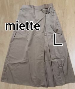 新品未使用 miette ミエット サイドプリーツラップ ワイドパンツ ベージュ Ｌ