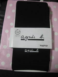 ★agnes b.★アニエスベー★ブランドロゴ入★レギンス★ブラック★80デニール★10分丈★Ｍ～Ｌ★新品★ポイント消化に●