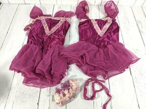 【12yt344】ダンス バレエ ドレス衣装×2点 カーテンコールコスチューム 紫 サイズ：10C◆P25
