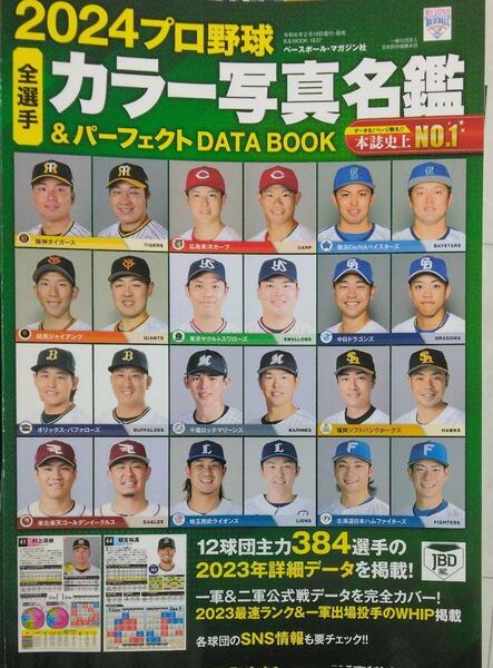 完全新品　2024プロ野球全選手カラー写真名鑑&パーフェクトDATA BOOK