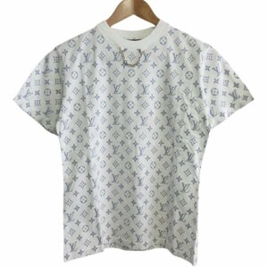 美品 クリーニング済み 21SS LOUIS VUITTON ルイヴィトン モノグラム柄 半袖 クルーネック チェーン Tシャツ カットソー S ホワイト