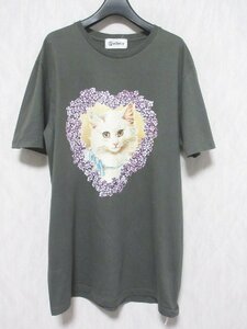 美品 &ellecy ＆エルシー ロイスクレヨン 半袖 猫 プリント Tシャツ カットソー 56001169 M グレー