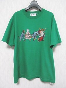 美品 &ellecy ＆エルシー ロイスクレヨン 半袖 猫プリント Tシャツ カットソー 56001209 M グリーン