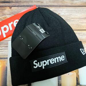 超綺麗 NEWERA Supreme Box Logo Beanie シュプリーム ニューエラ ボックス ロゴ ビーニー ニット帽 黒