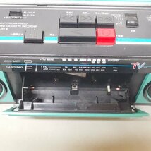 ヴィンテージ SANYO MR-U4TIII サンヨー カセットレコーダー ラジオ ラジカセ ブルー グリーン ACアダプタ付 昭和レトロ ジャンク Z4948_画像4