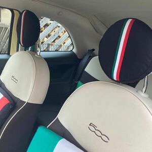 No.284 FIAT500 ヘッドレストカバー2点セット　ハンドメイド