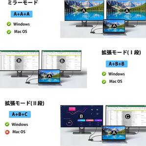 送料無料★USB Type C HDMI 変換アダプター デュアルHDMI 拡張器 2画面出力【DP Alt モード+ Thunderbolt3/4対応】(黒) の画像6