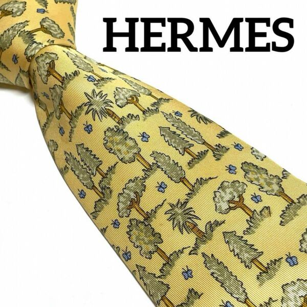 エルメス　ネクタイ　HERMES イエロー系