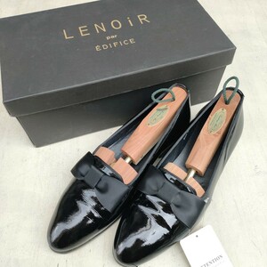 【付属有】美品/エディフィスLENOiR par EDIFICE/古着/エナメル/パテントレザー/リボン/スリッポン/オペラシューズ/ドレスシューズ/25/黒/