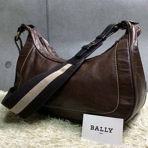 希少/大きめ ●BALLY バリー メンズ ショルダーバッグ メッセンジャー 斜めがけ トレインスポッティング オールレザー 本革 ブラウン 茶色