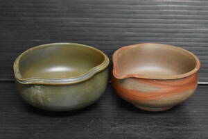 うぶ品　時代物　森陶岳　備前焼　手造湯冷　二点　煎茶道具　古美術品