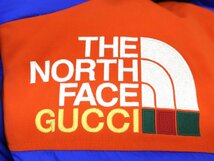 37万新品◆L◆グッチ GUCCI×THE NORTH FACEコラボ 青×オレンジ ロゴ刺繍ダウンジャケット 1円_画像8