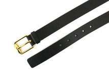 12万新品◆75◆GUCCI グッチ ゴールドロゴバックル シンプルレザーベルト黒 1円_画像3