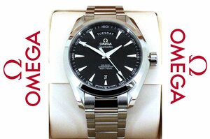 98万新品未使用◆オメガ SEAMASTER◆AQUA TERRA◆シルバー×ブラック41mm自動巻きステンレス腕時計 1円