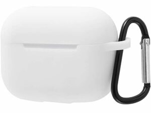 AirPods Pro ケース シリコン シリコンケース ノーダスト カラビナ付き ホワイト 白 保護 シンプル シリコンケース