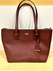 [3116] 美品 ケイトスペード Kate spade New York トートバッグ レザー エンジ バッグ レッド系