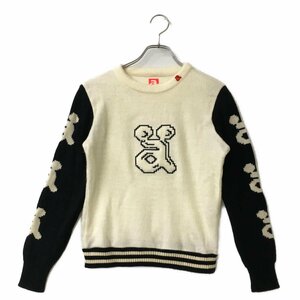 coco★アルチビオ★長袖クルーネックニット★セーター★白×黒★ホワイト×ブラック★36(S)★中古※レターパックプラス発送可★86417