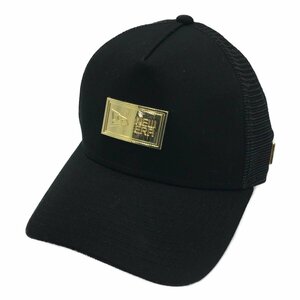 coco★ニューエラ★NEW ERA★キャップ★黒★ブラック★メッシュ★ゴールドメタルプレート★中古※レターパックプラス発送可★86575