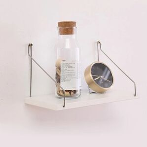 壁掛け式 収納ラック 木製 ボード ウォール シェルフ 白系 S 約30cm 壁装飾 飾る コレクション グッズ