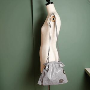 【極美品】PELLE BORSA ペレボルサ Alive ショルダーバッグ 巾着 グレー [skuuuバッグ] アライブ ジャガード ウレタンコーティング