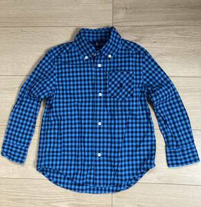 ☆美品 POLO RALPH LAUREN シャツ 3T 正規品 子供 ロサンゼルス購入 ポロラルフローレン 青 ブルー チェック 95 長袖