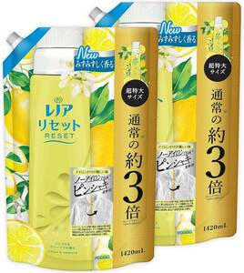 シトラス&ヴァーベナ 詰め替え 1,420mL×2袋 【まとめ買い】 [大容量] レノア リセット 柔軟剤 シトラス＆ヴァーベナ 