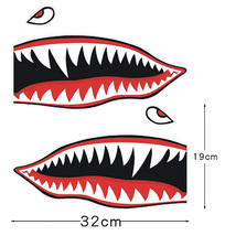 ステッカー 32*19cm 2枚セット サメ シャーク カーチスP40 戦闘機 デカール 車 バイク ヘルメット 自転車 アウトドア 防水 耐水 シール_画像1
