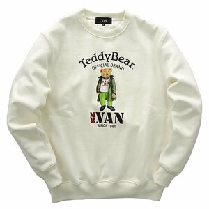 新品 ミスターヴァン テディベア 裏起毛 プリント スウェット M 白 【TDV1434130_08】 MR.VAN Teddy Bear 2023秋冬 コラボ 限定 トレーナー