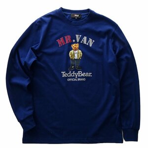 新品 ミスターヴァン テディベア 綿混 プリント 長袖 Tシャツ LL 紺 【TDV1433132_79】MR.VAN Teddy Bear 2023秋冬 コラボ 限定 カットソー